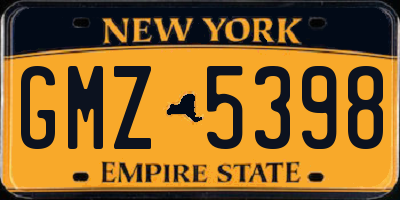 NY license plate GMZ5398