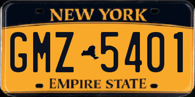 NY license plate GMZ5401