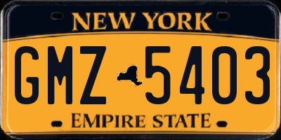 NY license plate GMZ5403