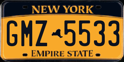 NY license plate GMZ5533