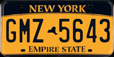 NY license plate GMZ5643