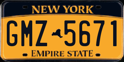 NY license plate GMZ5671