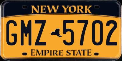 NY license plate GMZ5702