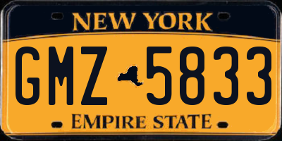 NY license plate GMZ5833
