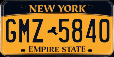 NY license plate GMZ5840