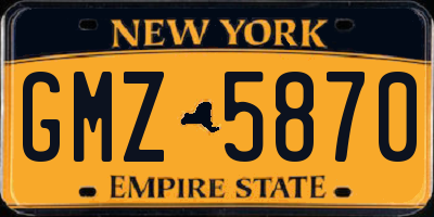 NY license plate GMZ5870