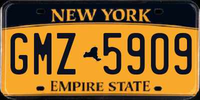 NY license plate GMZ5909