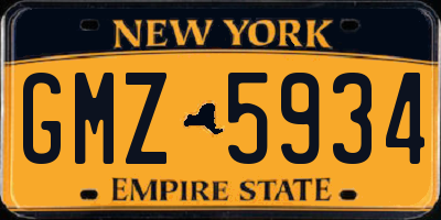 NY license plate GMZ5934