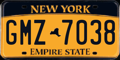 NY license plate GMZ7038