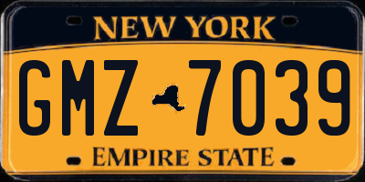 NY license plate GMZ7039