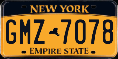 NY license plate GMZ7078