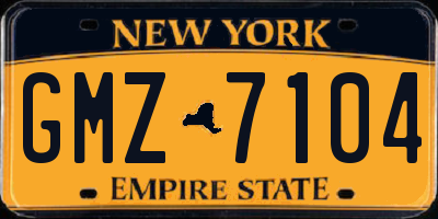 NY license plate GMZ7104