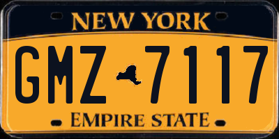 NY license plate GMZ7117