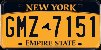 NY license plate GMZ7151