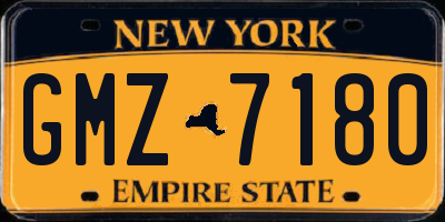 NY license plate GMZ7180