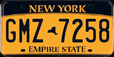 NY license plate GMZ7258