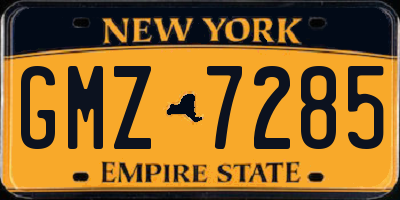 NY license plate GMZ7285