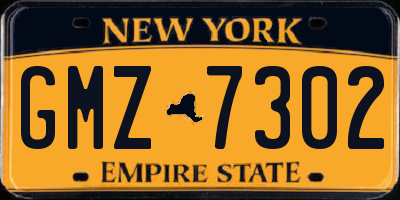 NY license plate GMZ7302