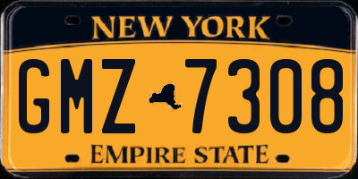 NY license plate GMZ7308