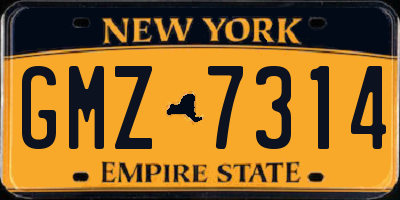NY license plate GMZ7314
