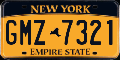NY license plate GMZ7321