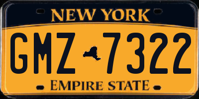 NY license plate GMZ7322