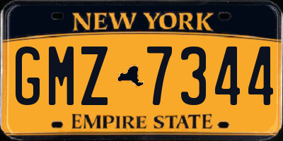 NY license plate GMZ7344
