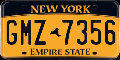 NY license plate GMZ7356