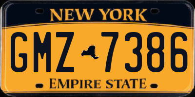 NY license plate GMZ7386
