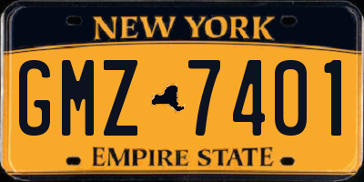 NY license plate GMZ7401