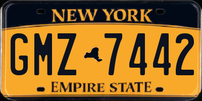 NY license plate GMZ7442