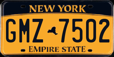 NY license plate GMZ7502