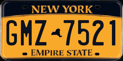 NY license plate GMZ7521