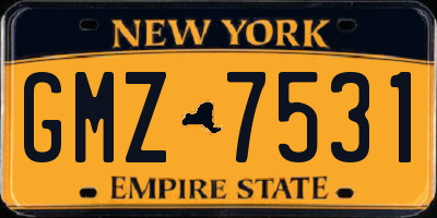 NY license plate GMZ7531