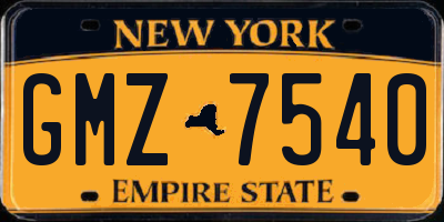 NY license plate GMZ7540