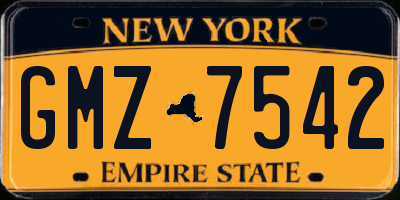 NY license plate GMZ7542
