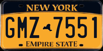 NY license plate GMZ7551