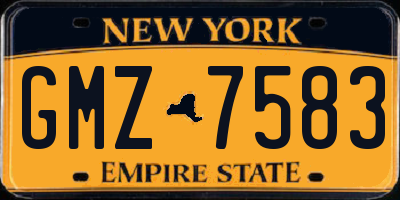 NY license plate GMZ7583