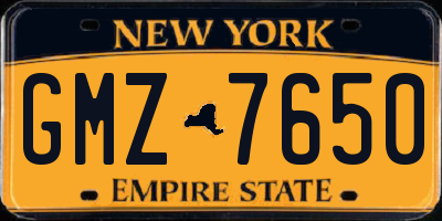 NY license plate GMZ7650