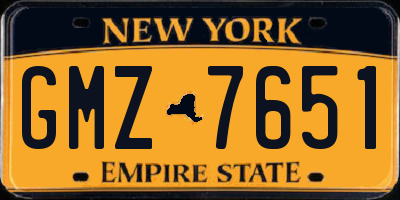 NY license plate GMZ7651