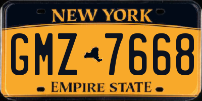 NY license plate GMZ7668