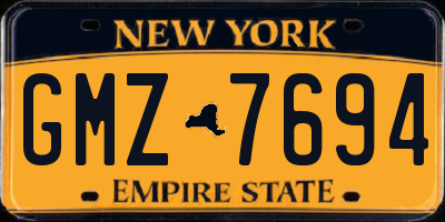 NY license plate GMZ7694