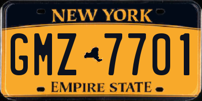 NY license plate GMZ7701