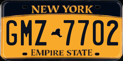 NY license plate GMZ7702