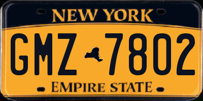 NY license plate GMZ7802