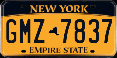 NY license plate GMZ7837