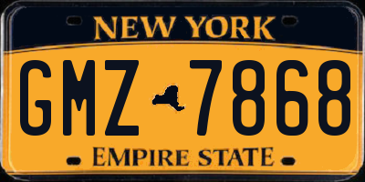 NY license plate GMZ7868