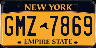 NY license plate GMZ7869