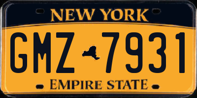 NY license plate GMZ7931