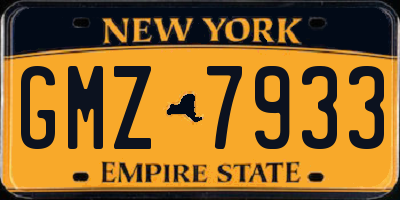 NY license plate GMZ7933